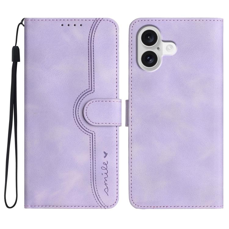 For iPhone 17 Heart Pattern Skin Feel Leather Phone Case(Purple) - iPhone 17 Cases by buy2fix | Online Shopping UK | buy2fix
