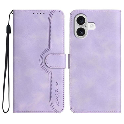 For iPhone 17 Heart Pattern Skin Feel Leather Phone Case(Purple) - iPhone 17 Cases by buy2fix | Online Shopping UK | buy2fix