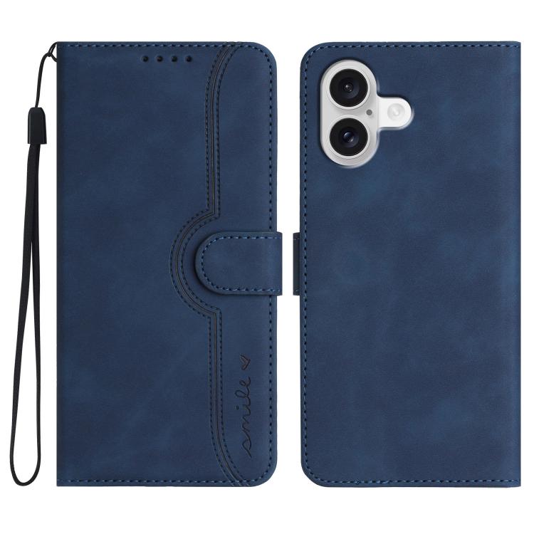 For iPhone 17 Heart Pattern Skin Feel Leather Phone Case(Royal Blue) - iPhone 17 Cases by buy2fix | Online Shopping UK | buy2fix