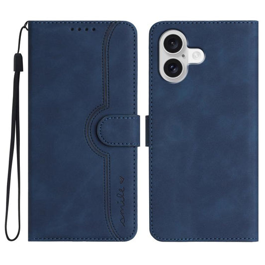 For iPhone 17 Heart Pattern Skin Feel Leather Phone Case(Royal Blue) - iPhone 17 Cases by buy2fix | Online Shopping UK | buy2fix