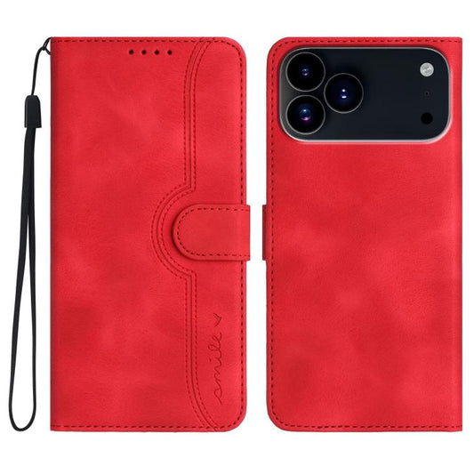 For iPhone 17 Pro Max Heart Pattern Skin Feel Leather Phone Case(Red) - iPhone 17 Pro Max Cases by buy2fix | Online Shopping UK | buy2fix