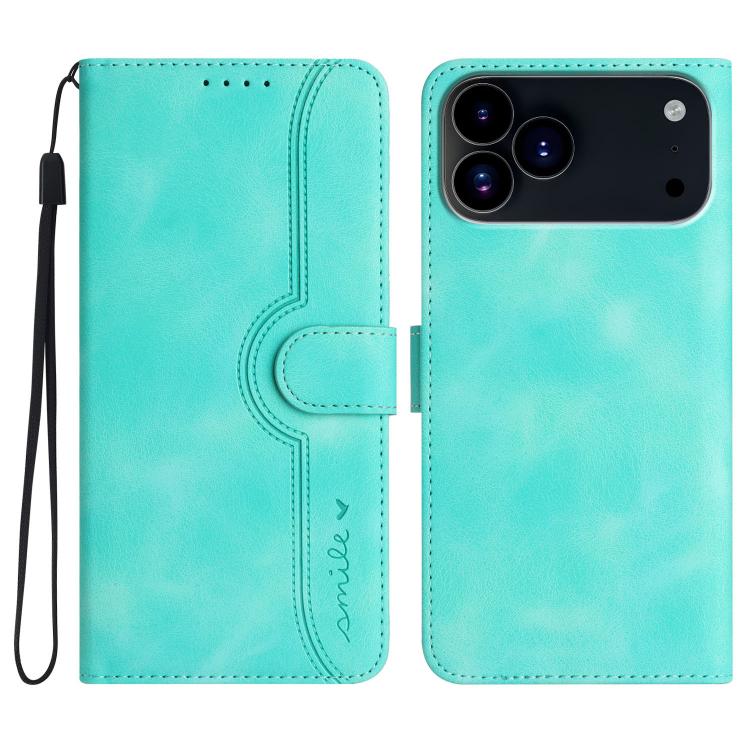 For iPhone 17 Pro Max Heart Pattern Skin Feel Leather Phone Case(Light Blue) - iPhone 17 Pro Max Cases by buy2fix | Online Shopping UK | buy2fix