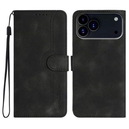 For iPhone 17 Pro Max Heart Pattern Skin Feel Leather Phone Case(Black) - iPhone 17 Pro Max Cases by buy2fix | Online Shopping UK | buy2fix
