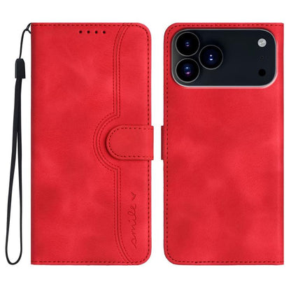 For iPhone 17 Pro Heart Pattern Skin Feel Leather Phone Case(Red) - iPhone 17 Pro Cases by buy2fix | Online Shopping UK | buy2fix