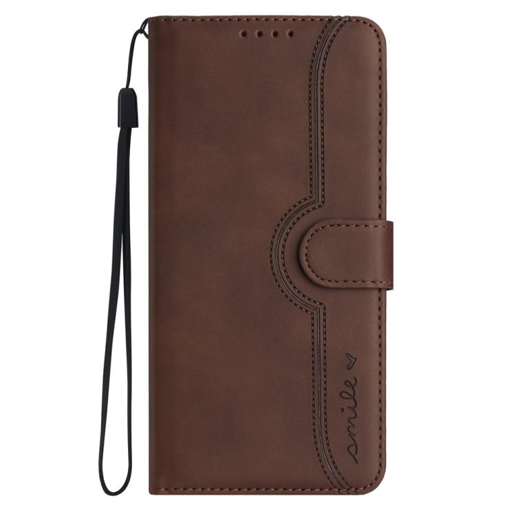 For iPhone 17 Pro Heart Pattern Skin Feel Leather Phone Case(Brown) - iPhone 17 Pro Cases by buy2fix | Online Shopping UK | buy2fix