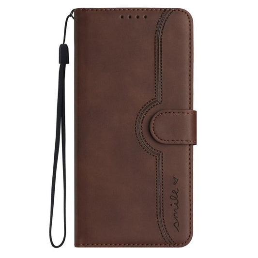 For iPhone 17 Pro Heart Pattern Skin Feel Leather Phone Case(Brown) - iPhone 17 Pro Cases by buy2fix | Online Shopping UK | buy2fix