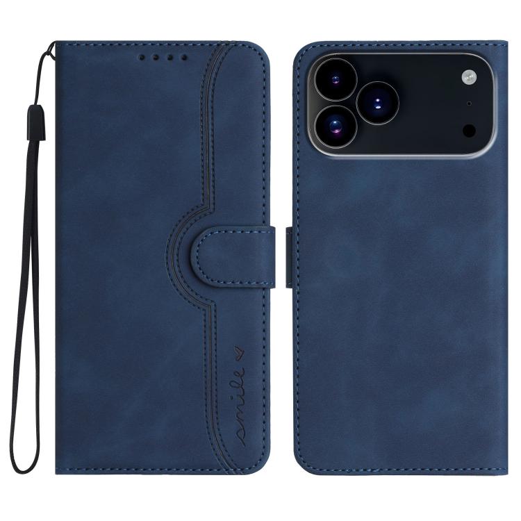 For iPhone 17 Pro Heart Pattern Skin Feel Leather Phone Case(Royal Blue) - iPhone 17 Pro Cases by buy2fix | Online Shopping UK | buy2fix