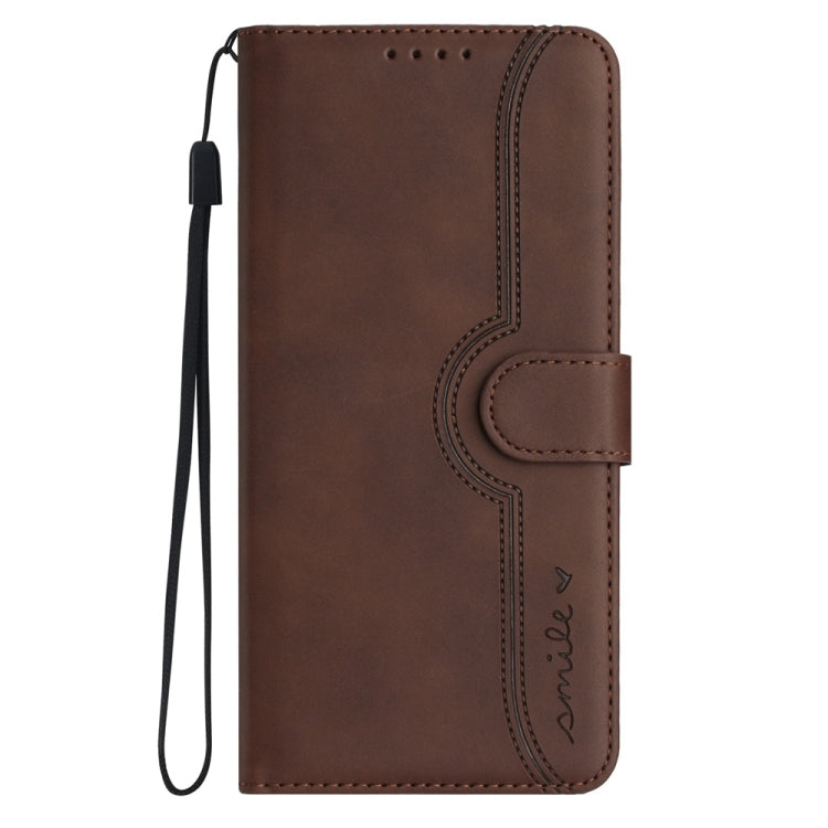 For Motorola Edge 5G 2024 Heart Pattern Skin Feel Leather Phone Case(Brown) - Motorola Cases by buy2fix | Online Shopping UK | buy2fix