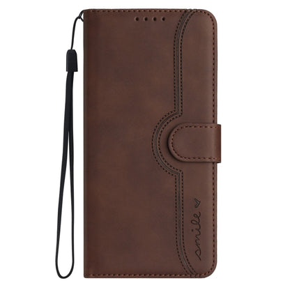 For Motorola Edge 5G 2024 Heart Pattern Skin Feel Leather Phone Case(Brown) - Motorola Cases by buy2fix | Online Shopping UK | buy2fix