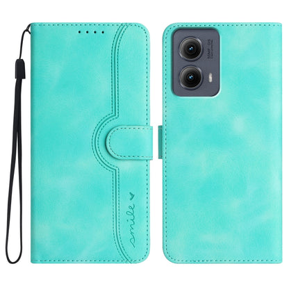 For Motorola Edge 5G 2024 Heart Pattern Skin Feel Leather Phone Case(Light Blue) - Motorola Cases by buy2fix | Online Shopping UK | buy2fix