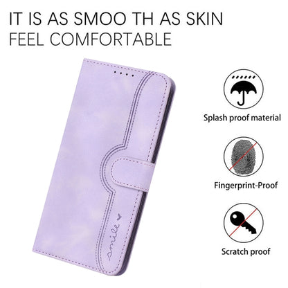 For Motorola Edge 5G 2024 Heart Pattern Skin Feel Leather Phone Case(Purple) - Motorola Cases by buy2fix | Online Shopping UK | buy2fix