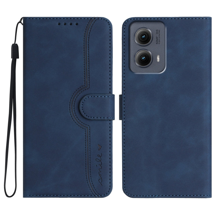 For Motorola Edge 5G 2024 Heart Pattern Skin Feel Leather Phone Case(Royal Blue) - Motorola Cases by buy2fix | Online Shopping UK | buy2fix