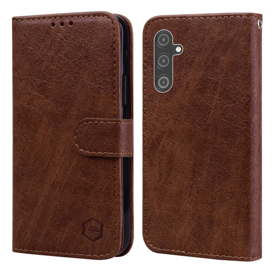 For Samsung Galaxy A25 5G Skin Feeling Oil Leather Texture PU + TPU Phone Case(Brown)
