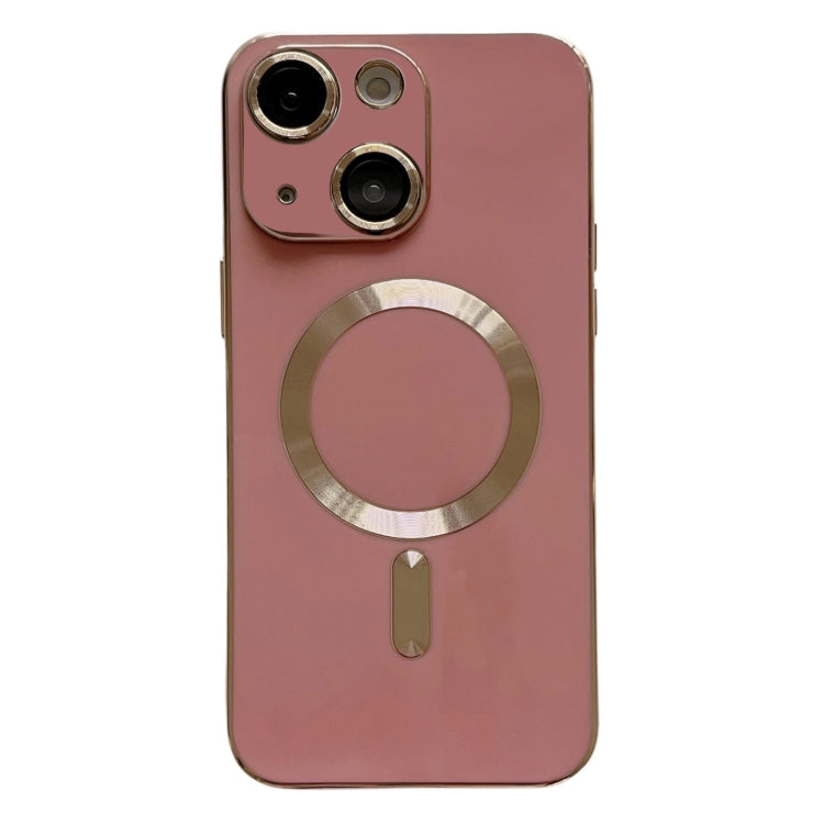 For iPhone 15 Plus Magsafe Plating TPU Phone Case with Lens Film(Rose Red) - iPhone 15 Plus Cases by buy2fix | Online Shopping UK | buy2fix