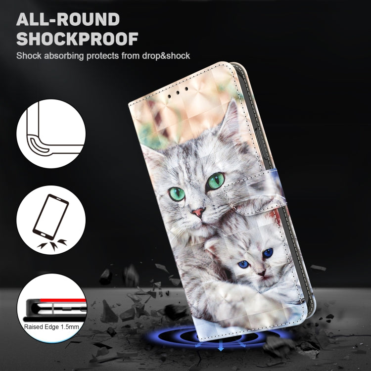 For iPhone 16 Pro 3D Painted Leather Phone Case(Two Loving Cats) - iPhone 16 Pro Cases by buy2fix | Online Shopping UK | buy2fix