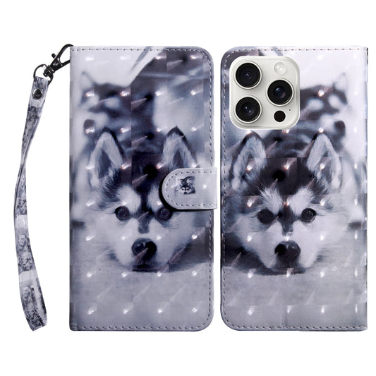 For iPhone 16 Pro 3D Painted Leather Phone Case(Husky) - iPhone 16 Pro Cases by buy2fix | Online Shopping UK | buy2fix