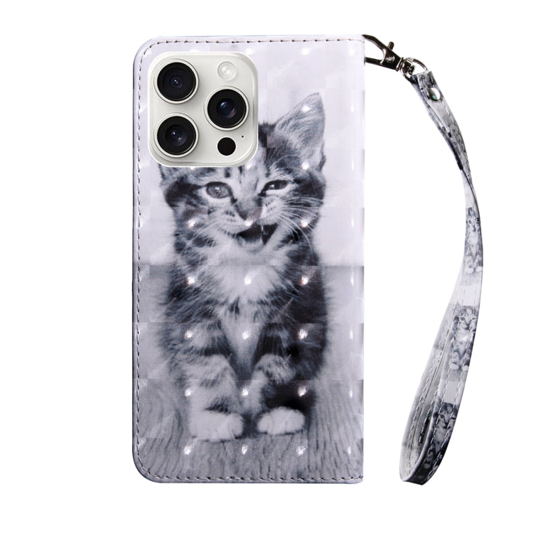 For iPhone 16 Pro 3D Painted Leather Phone Case(Smile Cat) - iPhone 16 Pro Cases by buy2fix | Online Shopping UK | buy2fix