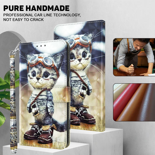 For iPhone 16 3D Painted Leather Phone Case(Naughty Cat) by buy2fix
