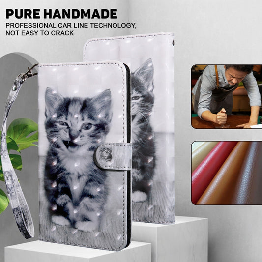 For iPhone 16 3D Painted Leather Phone Case(Smile Cat) by buy2fix