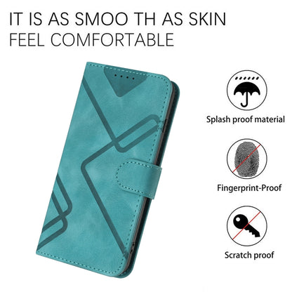 For iPhone 16e Line Pattern Skin Feel Leather Phone Case(Light Blue) by buy2fix