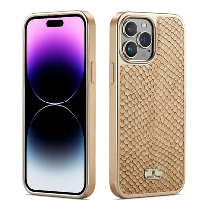 For iPhone 15 Pro Fierre Shann Snake Texture Electroplating PU Phone Case(White) - iPhone 15 Pro Cases by FIERRE SHANN | Online Shopping UK | buy2fix