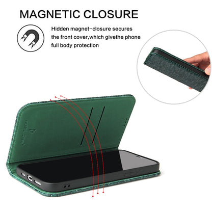 For iPhone 14 Pro Fierre Shann Crocodile Texture Magnetic Genuine Leather Phone Case(Green) - iPhone 14 Pro Cases by FIERRE SHANN | Online Shopping UK | buy2fix