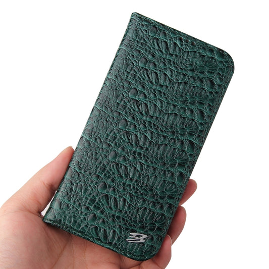 For iPhone 14 Pro Max Fierre Shann Crocodile Texture Magnetic Genuine Leather Phone Case(Green) - iPhone 14 Pro Max Cases by FIERRE SHANN | Online Shopping UK | buy2fix