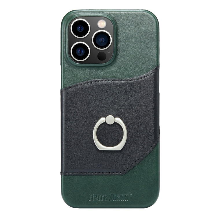 For iPhone 15 Pro Fierre Shann Oil Wax Texture Genuine Leather Back Cover Phone Case(Black) - iPhone 15 Pro Cases by FIERRE SHANN | Online Shopping UK | buy2fix