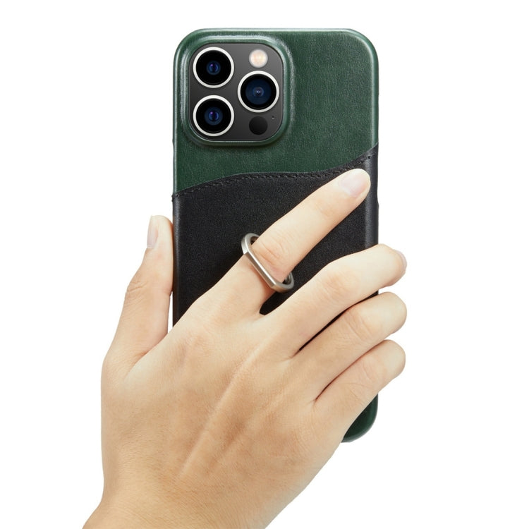 For iPhone 15 Pro Fierre Shann Oil Wax Texture Genuine Leather Back Cover Phone Case(Black) - iPhone 15 Pro Cases by FIERRE SHANN | Online Shopping UK | buy2fix