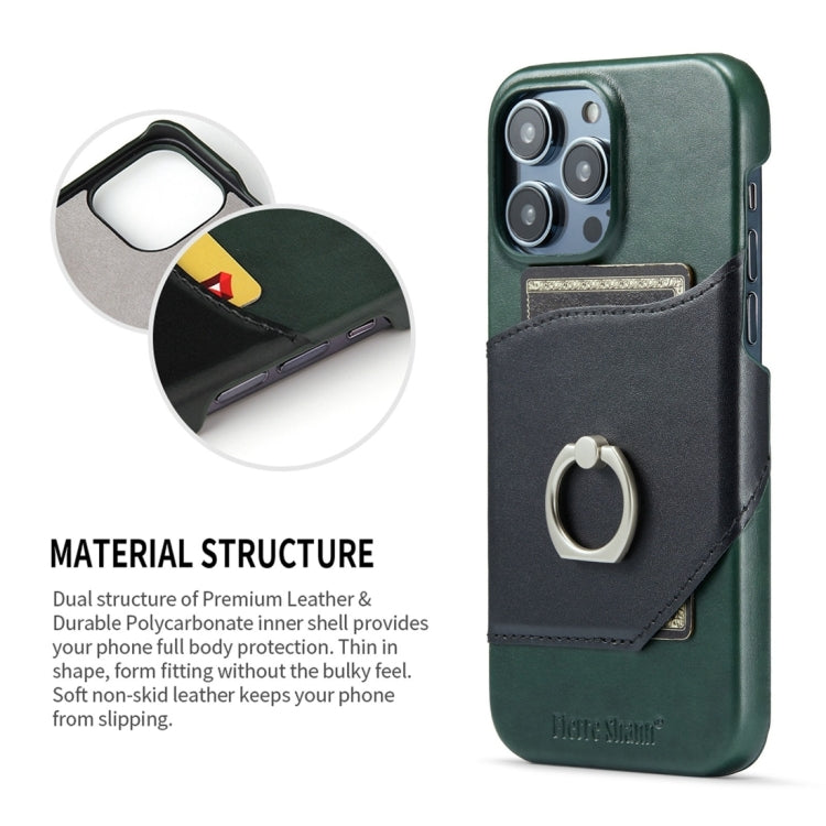 For iPhone 15 Pro Fierre Shann Oil Wax Texture Genuine Leather Back Cover Phone Case(Black) - iPhone 15 Pro Cases by FIERRE SHANN | Online Shopping UK | buy2fix