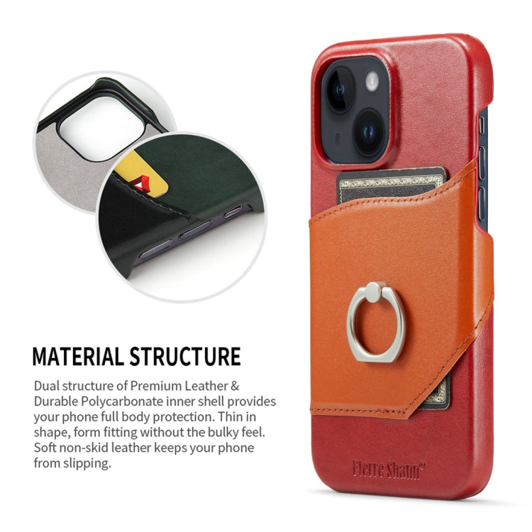 For iPhone 15 Plus Fierre Shann Oil Wax Texture Genuine Leather Back Cover Phone Case(Red) - iPhone 15 Plus Cases by FIERRE SHANN | Online Shopping UK | buy2fix