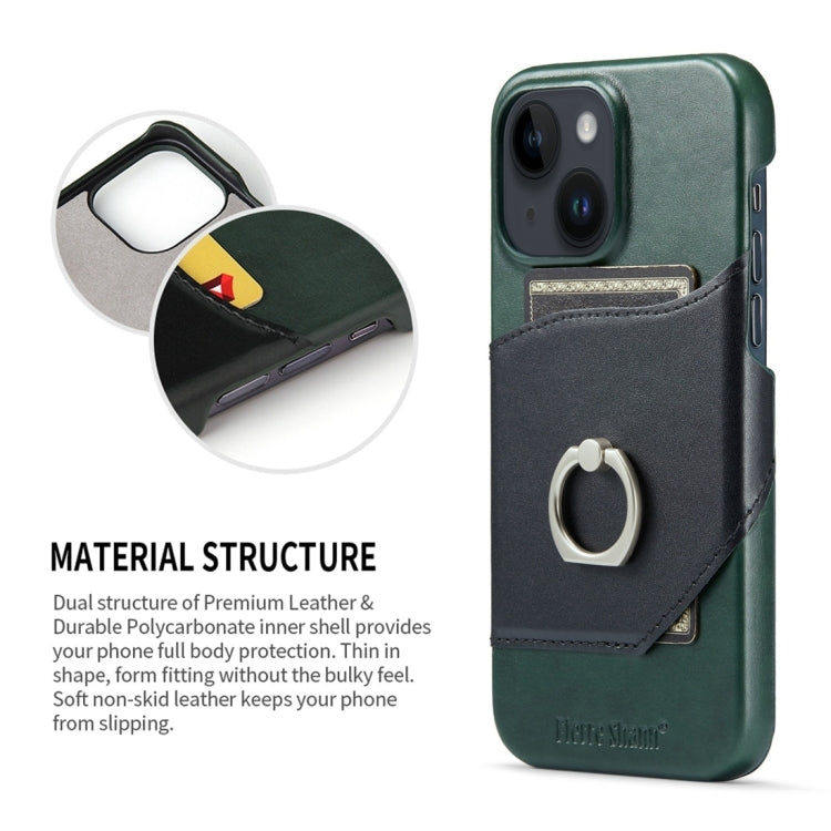 For iPhone 15 Plus Fierre Shann Oil Wax Texture Genuine Leather Back Cover Phone Case(Black) - iPhone 15 Plus Cases by FIERRE SHANN | Online Shopping UK | buy2fix