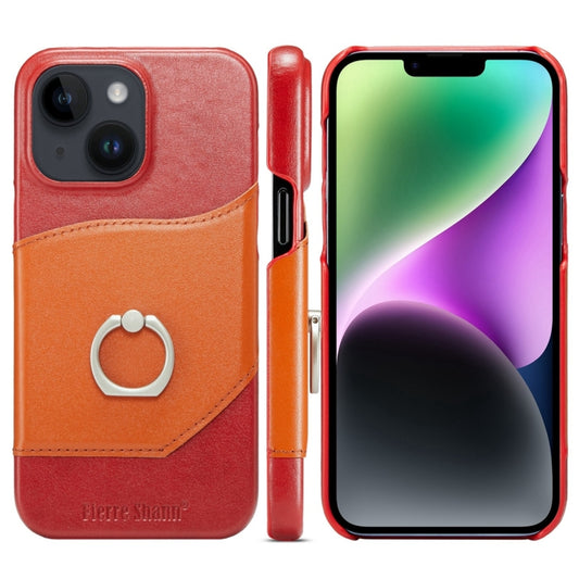 For iPhone 15 Fierre Shann Oil Wax Texture Genuine Leather Back Cover Phone Case(Red) - iPhone 15 Cases by FIERRE SHANN | Online Shopping UK | buy2fix