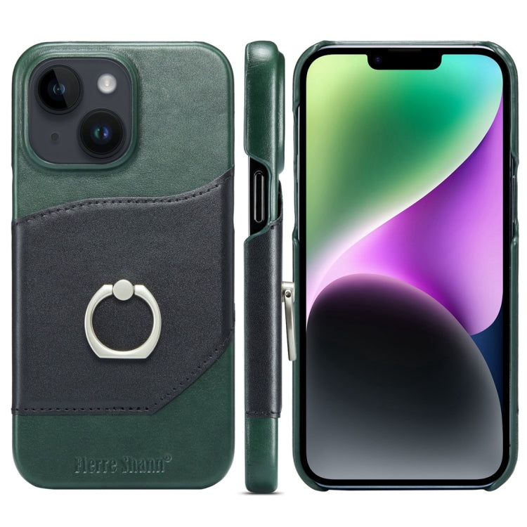 For iPhone 15 Fierre Shann Oil Wax Texture Genuine Leather Back Cover Phone Case(Black) - iPhone 15 Cases by FIERRE SHANN | Online Shopping UK | buy2fix