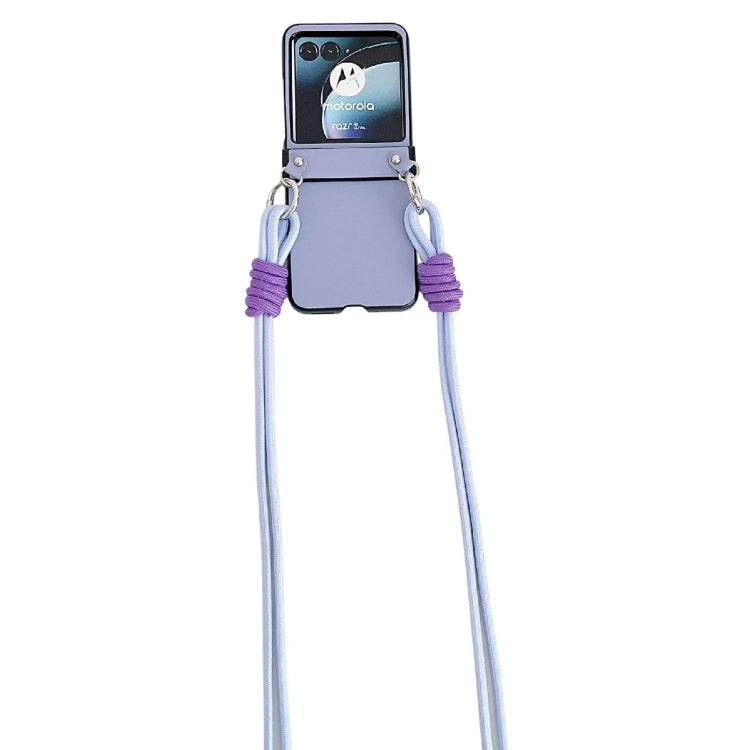 For Motorola Razr 40 Ultra Morandi Leather Texture Phone Case With Lanyard(Blue) by buy2fix