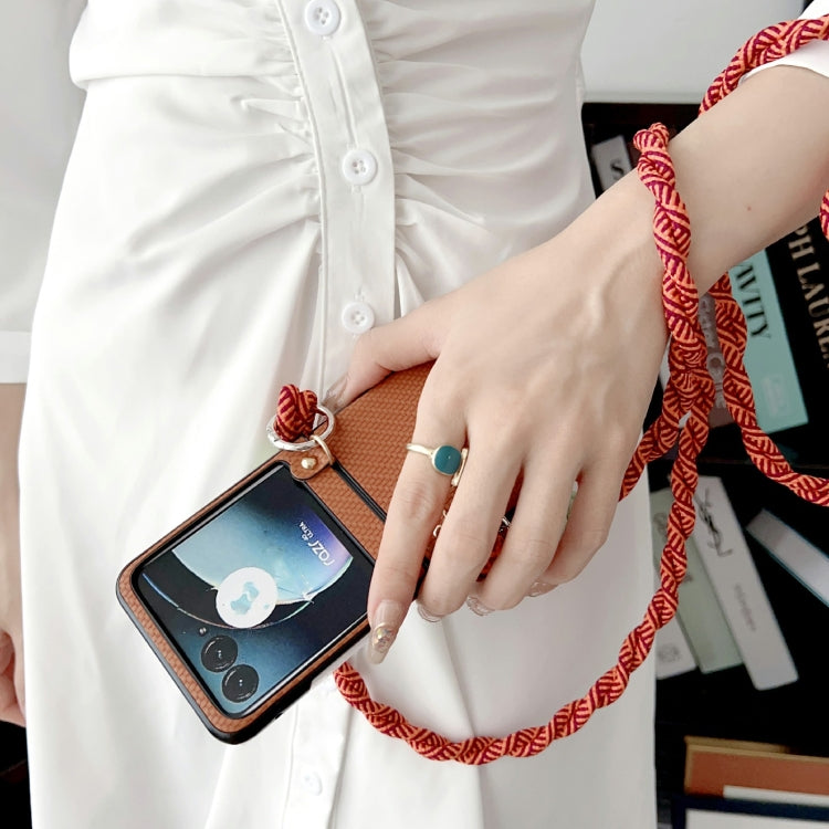 For Motorola Razr 40 Ultra Woven Texture Phone Case With Lanyard(Blue) by buy2fix