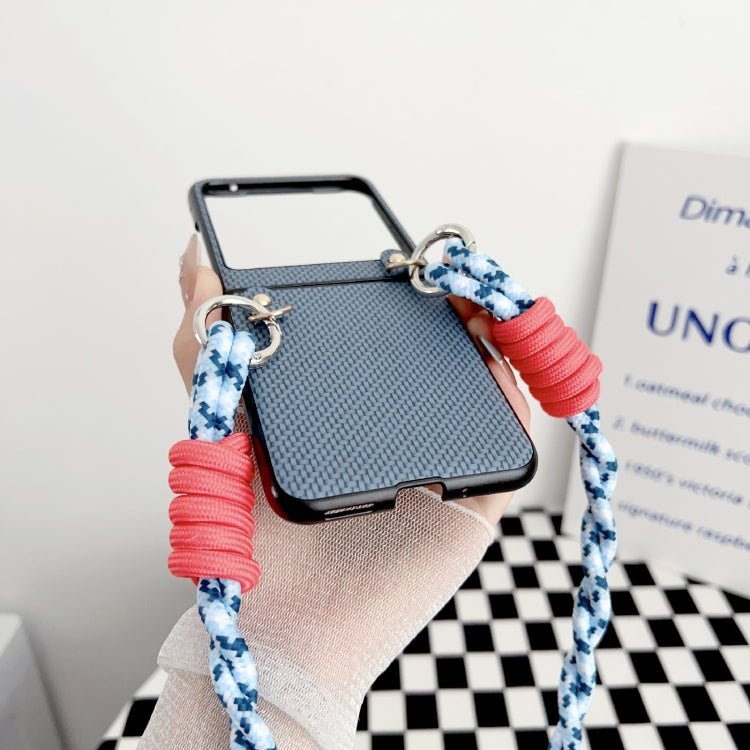 For Motorola Razr 40 Ultra Woven Texture Phone Case With Lanyard(Black) by buy2fix