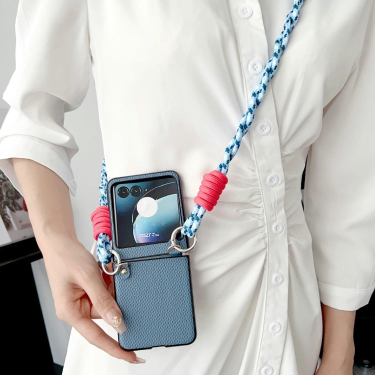 For Motorola Razr 40 Ultra Woven Texture Phone Case With Lanyard(Black) by buy2fix