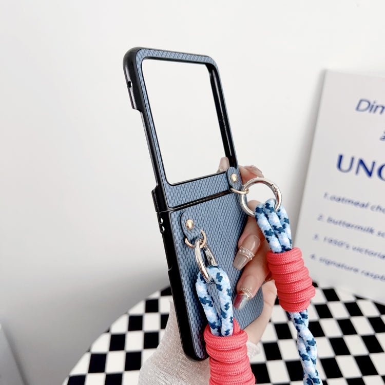 For Motorola Razr 50 Woven Texture Phone Case With Lanyard(Brown) by buy2fix