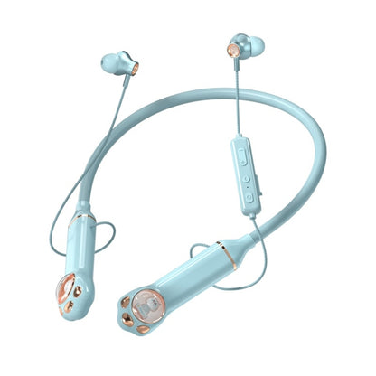 K1692 Meow Planet Neck-mounted Noise Reduction Sports Bluetooth Earphones(Blue) - Neck-mounted Earphone by buy2fix | Online Shopping UK | buy2fix