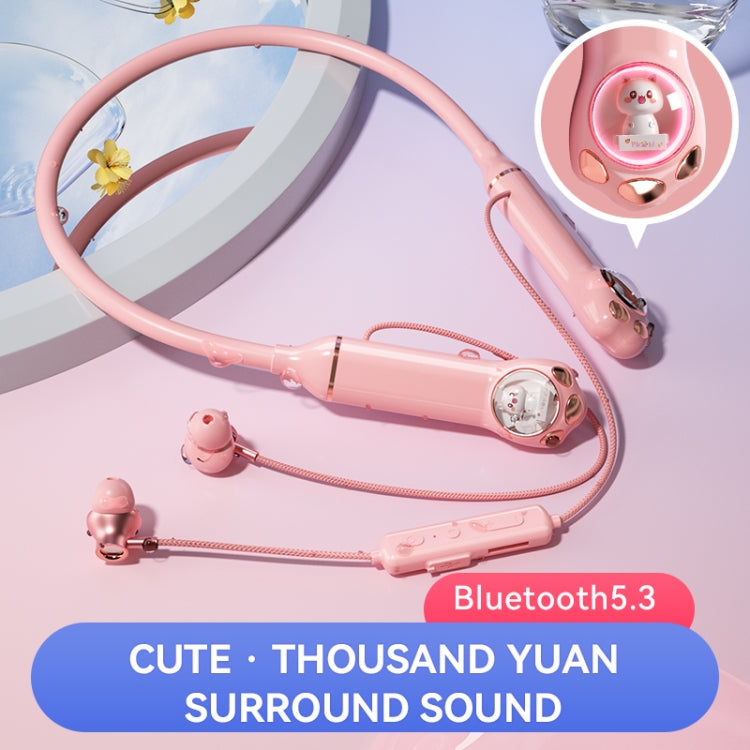 K1692 Meow Planet Neck-mounted Noise Reduction Sports Bluetooth Earphones(White) - Neck-mounted Earphone by buy2fix | Online Shopping UK | buy2fix