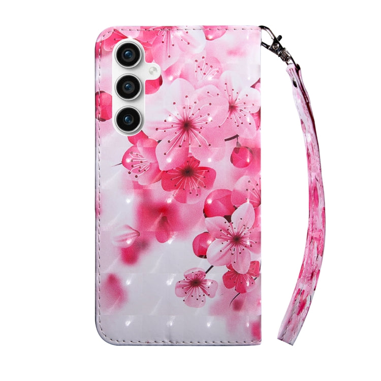For Samsung Galaxy S23 FE 5G 3D Painted Leather Phone Case(Red Flower) by buy2fix