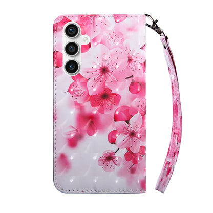 For Samsung Galaxy S23 FE 5G 3D Painted Leather Phone Case(Red Flower) by buy2fix