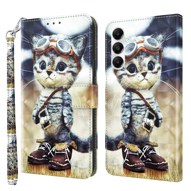 For Samsung Galaxy A05s 3D Painted Leather Phone Case(Naughty Cat) - Galaxy Phone Cases by buy2fix | Online Shopping UK | buy2fix