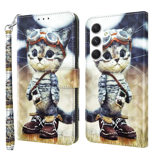 For Samsung Galaxy S24 5G 3D Painted Leather Phone Case(Naughty Cat)