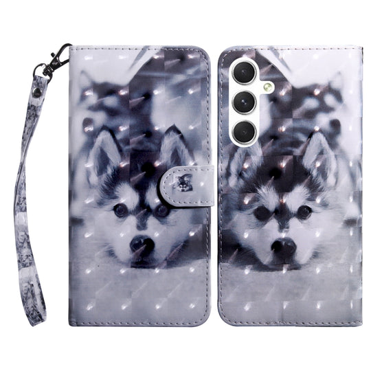 For Samsung Galaxy S24 5G 3D Painted Leather Phone Case(Husky)