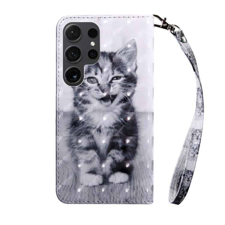 For Samsung Galaxy S24 Ultra 5G 3D Painted Leather Phone Case(Smile Cat) - Galaxy S24 Ultra 5G Cases by buy2fix | Online Shopping UK | buy2fix