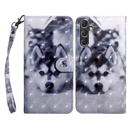 For Samsung Galaxy A55 5G 3D Painted Leather Phone Case(Husky) - Galaxy Phone Cases by buy2fix | Online Shopping UK | buy2fix