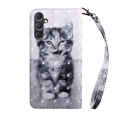 For Samsung Galaxy A55 5G 3D Painted Leather Phone Case(Smile Cat) - Galaxy Phone Cases by buy2fix | Online Shopping UK | buy2fix