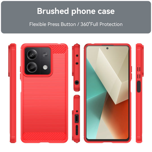 For Xiaomi Redmi Note 13 5G Brushed Texture Carbon Fiber TPU Phone Case(Red) by buy2fix